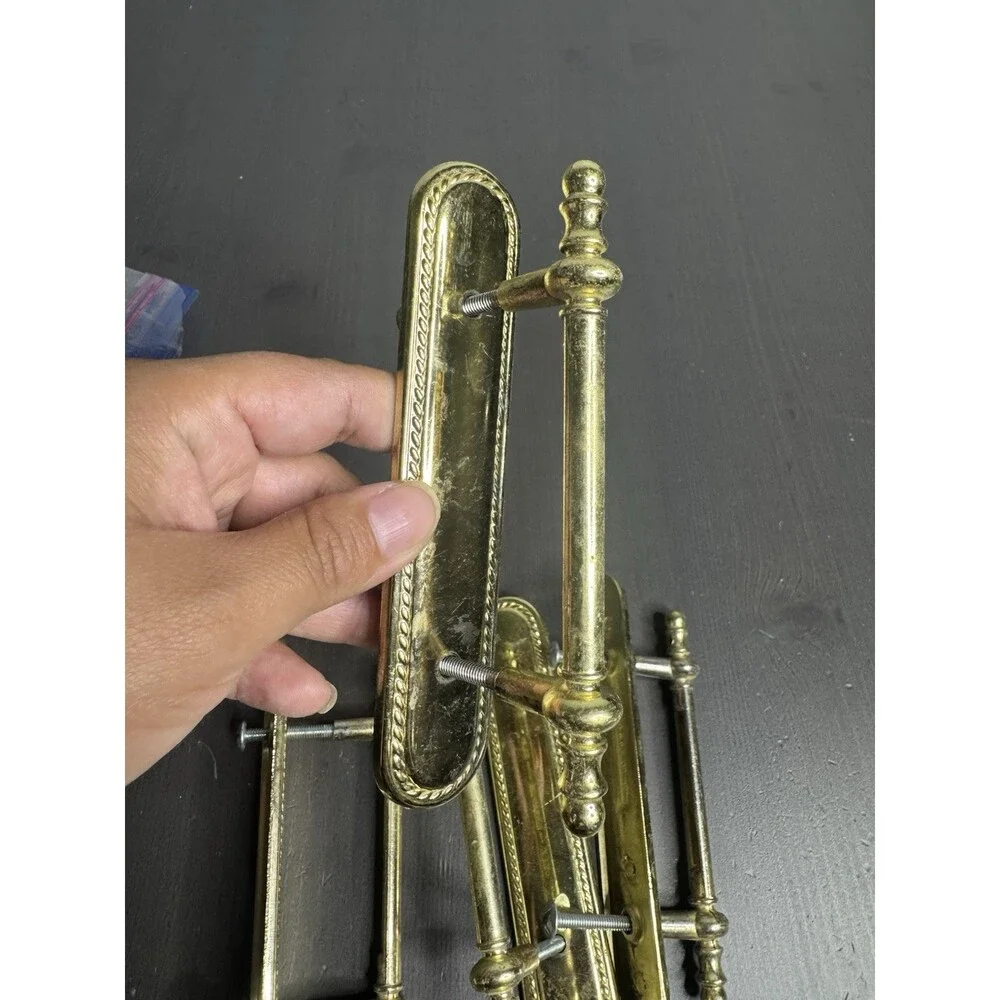 Vintage Brass Cabinet Pull Handles Set of 4 Traditional Rope Edge